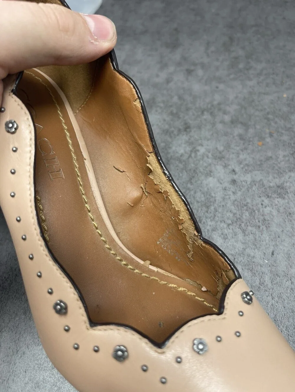Coach Waverly Pumps Heels Shoes Womens Size 9pink Nude Leather Pointed Toe